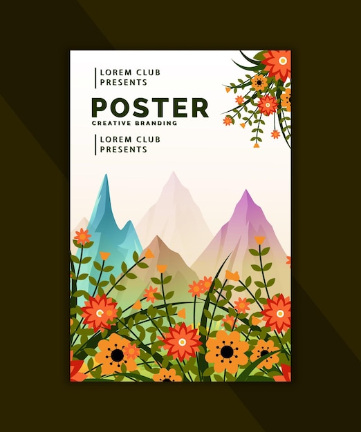 diseño de banner de cartel de verano de naturaleza de flores naturales creativas vector gratuito