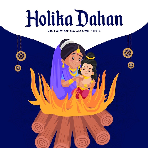 Diseño de banner de celebración del festival indio holika dahan