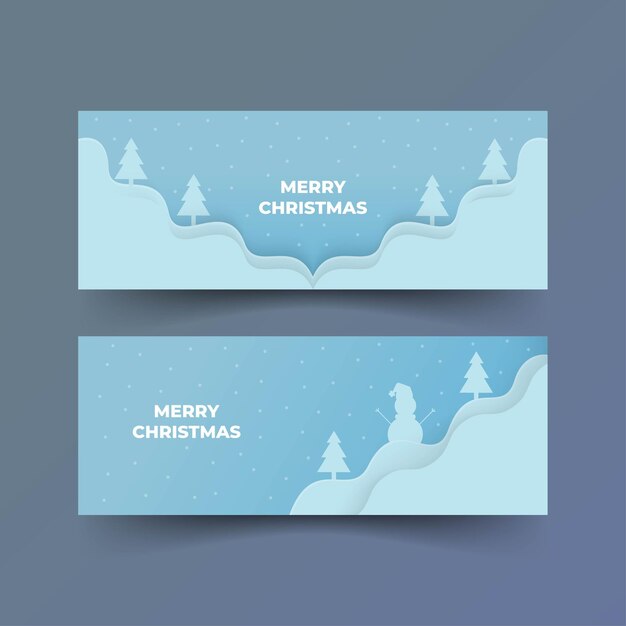 Diseño de banner de celebración navideña con estilo de corte de papel.