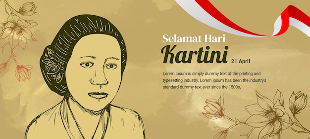 Diseño de banner completo de flor de vector para el día de kartini