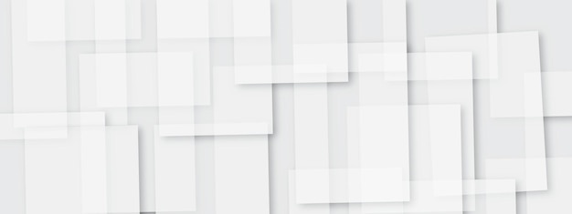 Diseño de banner de concepto de tecnología cuadrada moderna blanca y gris