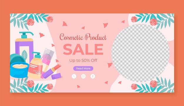 Diseño de banner cosmético dibujado a mano