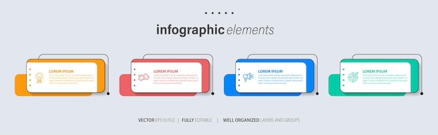 Diseño de banner creativo de concepto de pasos de infografía de vector libre