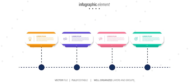 Diseño de banner creativo de concepto de pasos de infografía de vector libre