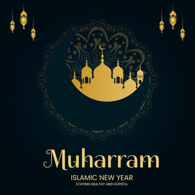 Vector diseño de banner creativo del festival musulmán muharram ilustración de vector de año nuevo islámico