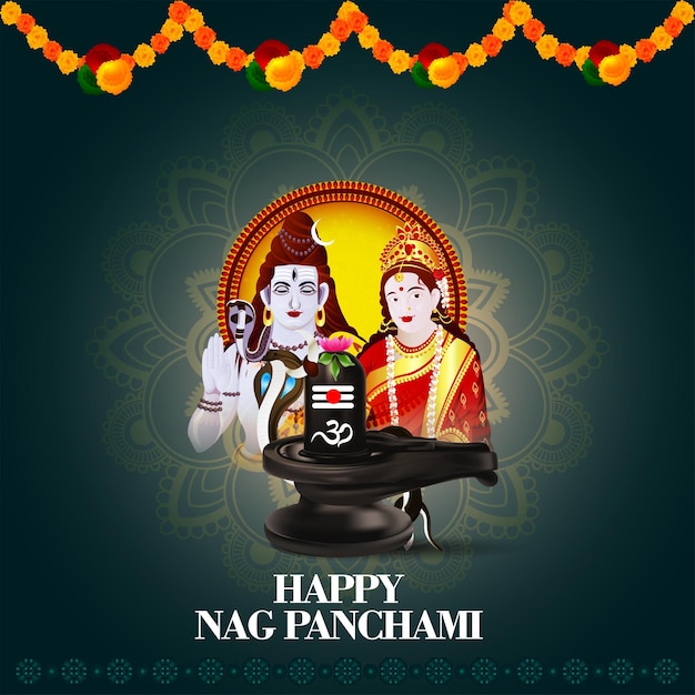 Diseño de banner creativo de naag panchami.