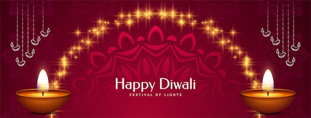 Diseño de banner decorativo del festival religioso feliz Diwali