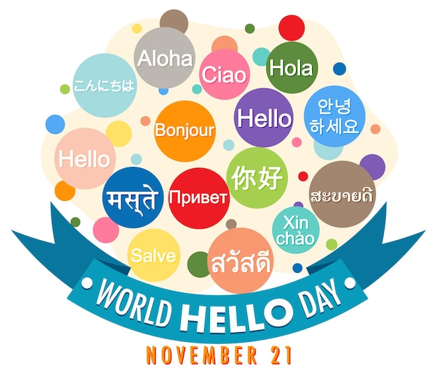 Vector diseño de banner del día mundial hola