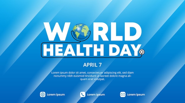 Diseño de banner del día mundial de la salud con fondo azul brillante