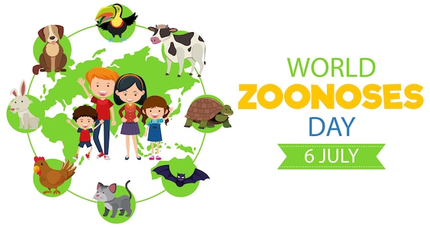 Vector diseño de banner del día mundial de las zoonosis