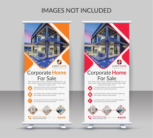 diseño de banner enrollable de agencia inmobiliaria creativa