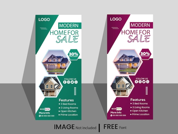 Diseño de banner enrollable para agencia inmobiliaria o plantilla de banner desplegable