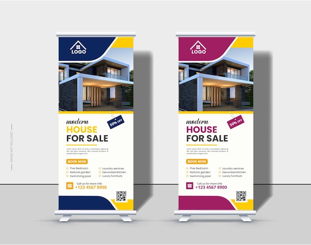 diseño de banner enrollable para agencia inmobiliaria Vector Premium