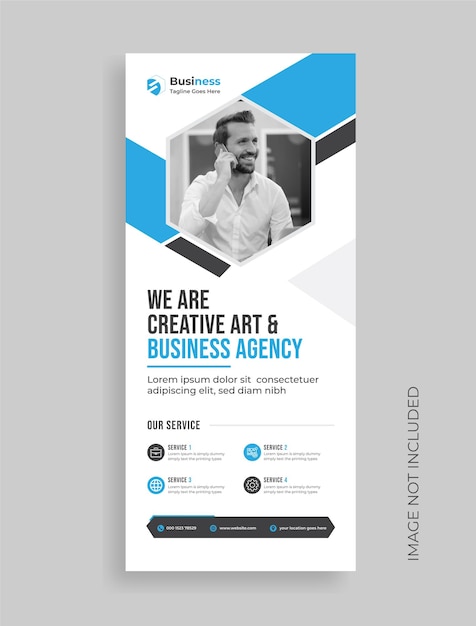 Diseño de banner enrollable de agencia de negocios creativos o plantilla de banner corporativo de soporte