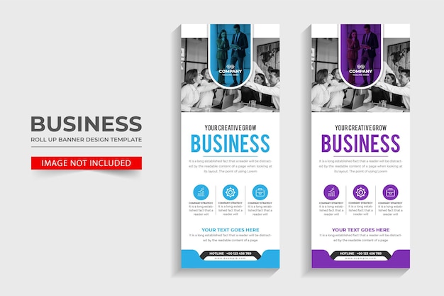 Vector diseño de banner enrollable de agencia de negocios creativos o plantilla de banner de soporte