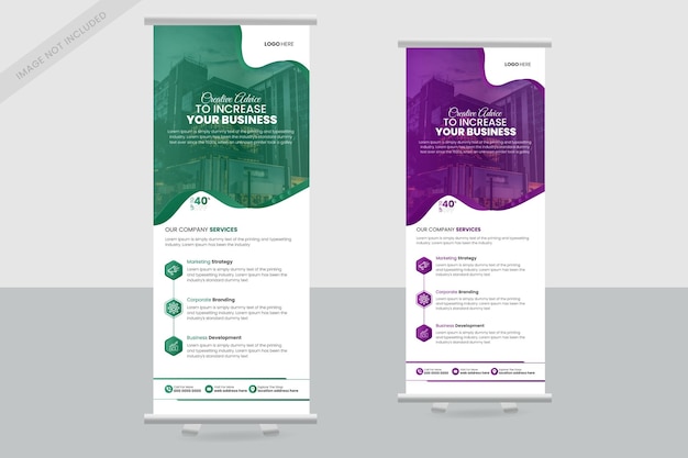 diseño de banner enrollable de agencia de negocios o plantilla de banner desplegable