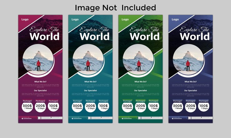 diseño de banner enrollable para agencia de viajes o plantilla de archivo vectorial de banner standee