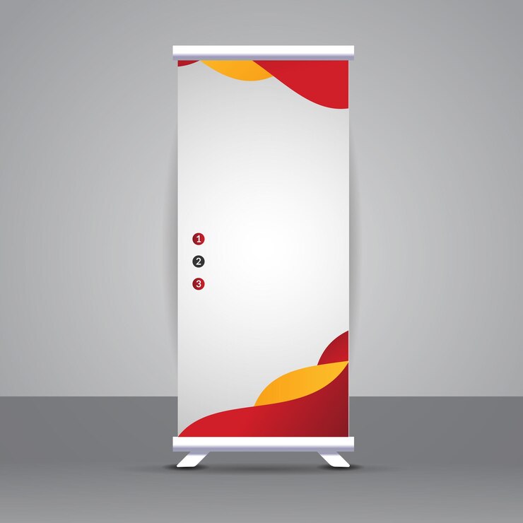 Diseño de banner enrollable con amarillo