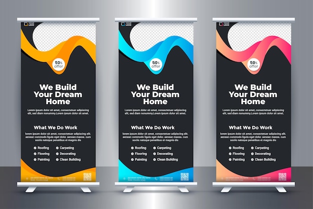 Diseño de banner enrollable de bienes raíces