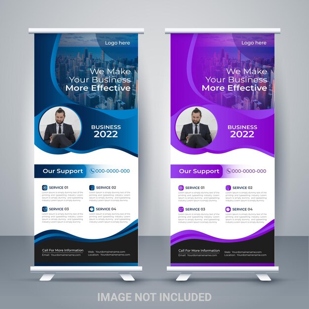Diseño de banner enrollable Conjunto de diseño de plantilla de banner enrollable
