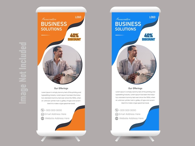 Diseño de banner enrollable con formas simples para la promoción minimalista de la empresa