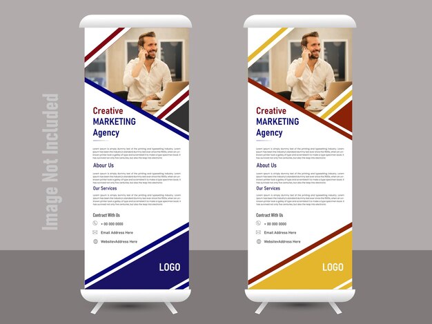 Diseño de banner enrollable con formas simples para la promoción minimalista de la empresa