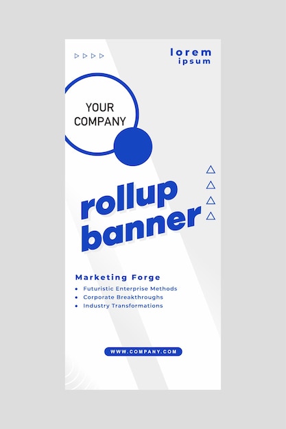 Diseño de banner enrollable con formas simples para la promoción minimalista de la empresa