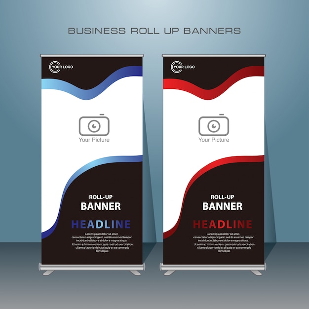 Diseño de banner enrollable moderno y creativo.