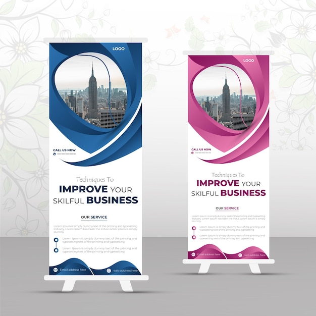 Diseño de banner enrollable de negocios creativos