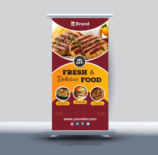 Diseño de banner enrollable de restaurante