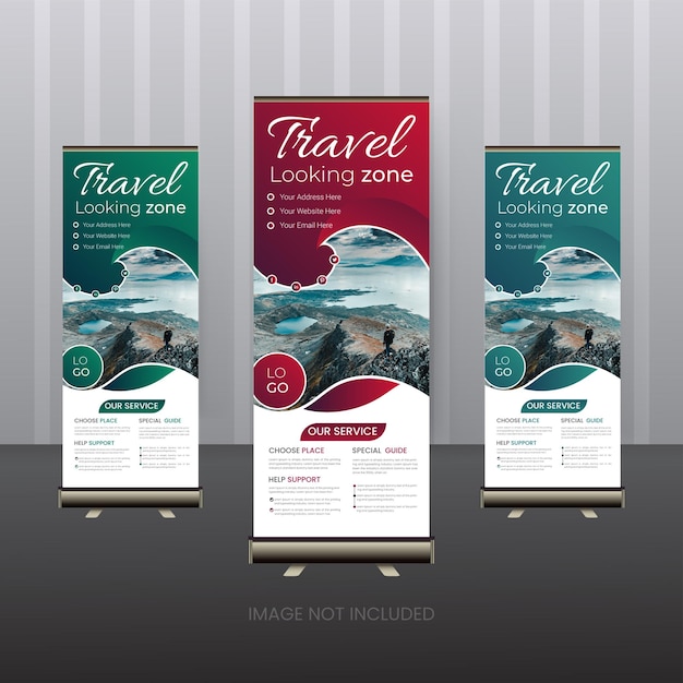 diseño de banner enrollable de viaje