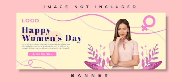 Vector diseño de banner de feliz día de la mujer de estilo natural simple