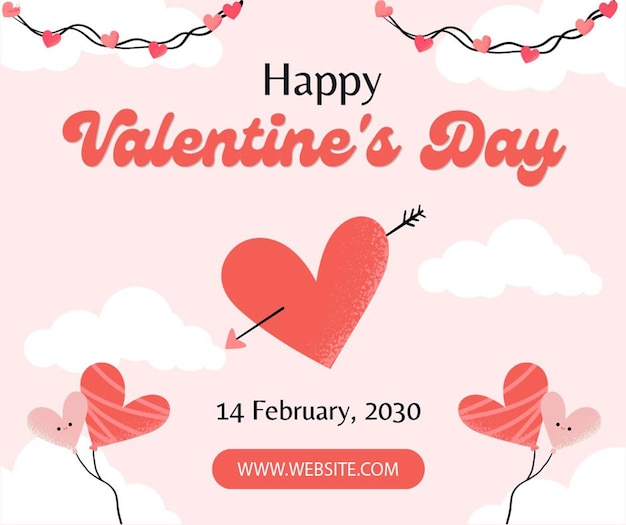 Diseño de banner de feliz día de San Valentín plantilla de publicación en redes sociales