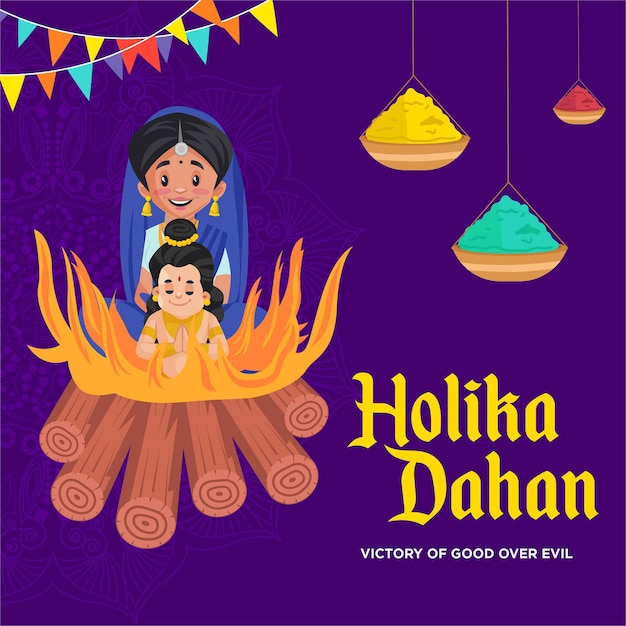 Diseño de banner del festival indio holika dahan