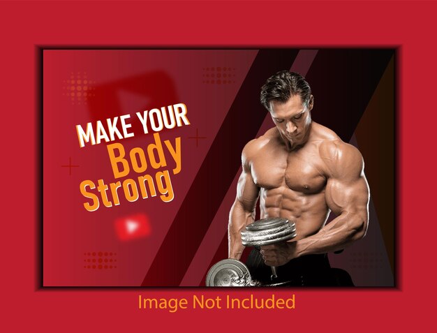 diseño de banner de fitness de youtube o plantilla de miniatura de gimnasio de youtube