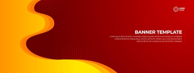 Diseño de banner fluido rojo y amarillo abstracto