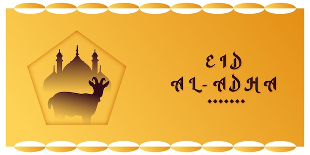 Diseño de banner de fondo de color amarillo feliz eidaladha