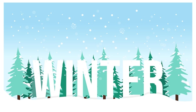 Vector diseño de banner de fondo de paisaje de invierno