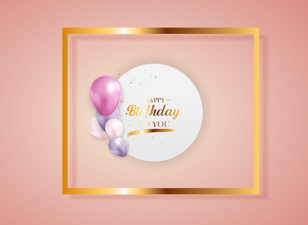 Diseño de banner de globo de confeti de felicitación de feliz cumpleaños