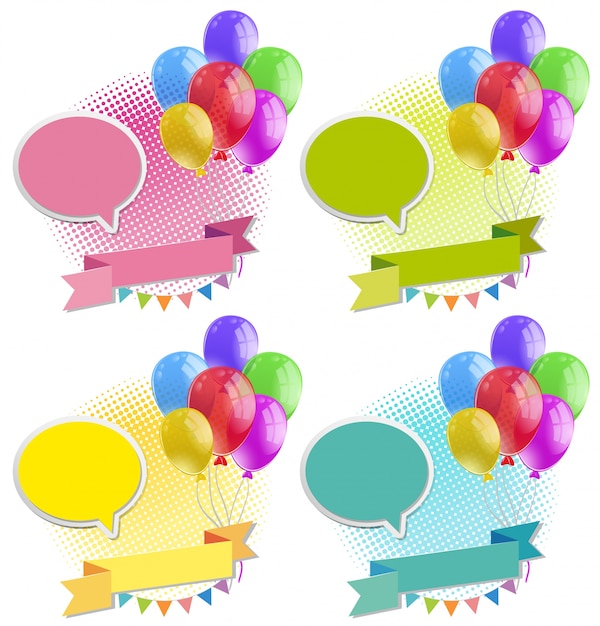 Vector diseño de banner con globos de colores