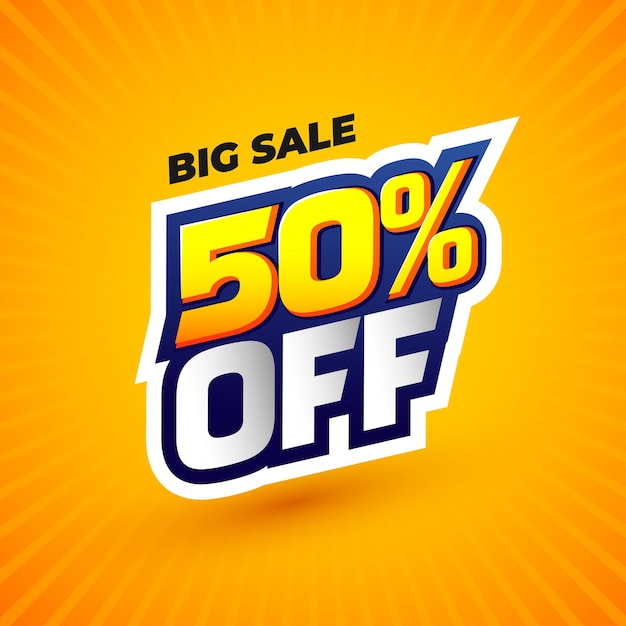 Diseño de banner de gran venta con 50 etiquetas de descuento o ilustración vectorial de etiquetas