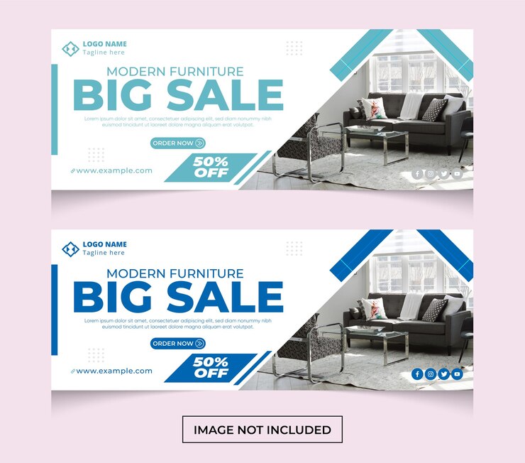 Diseño de banner de gran venta de muebles. diseño de plantilla de portada de facebook de gran venta
