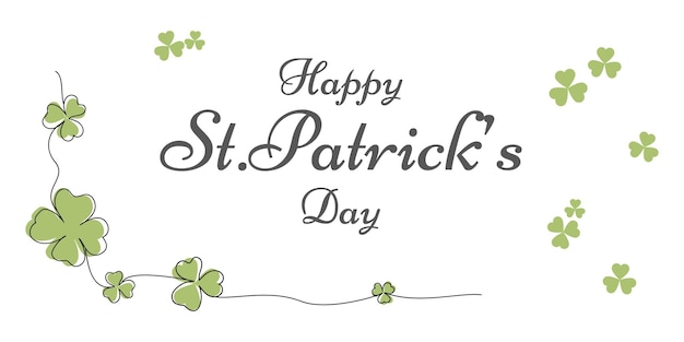Diseño de banner Happy St Patrick39s con trébol verde de cuatro hojas Tarjeta de felicitación manuscrita de San Patricio