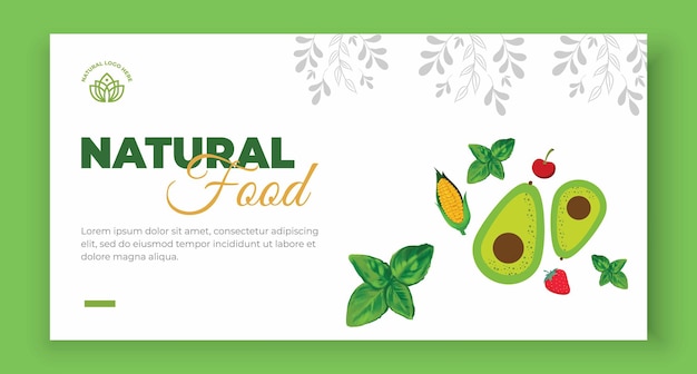 Vector diseño de banner de hierbas diseño de banner de alimentos naturales plantillas de diseño de página web para banner de alimentos frescos de granja