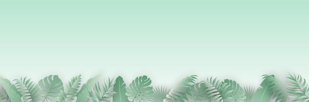 diseño de banner con hojas tropicales