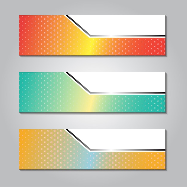 Diseño de banner horizontal con círculo redondo y fondo rayado de memphis