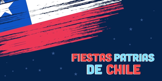 Diseño de banner horizontal plano fiestas patrias de chile