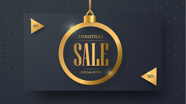 Diseño de banner horizontal de vector para la venta de Navidad.