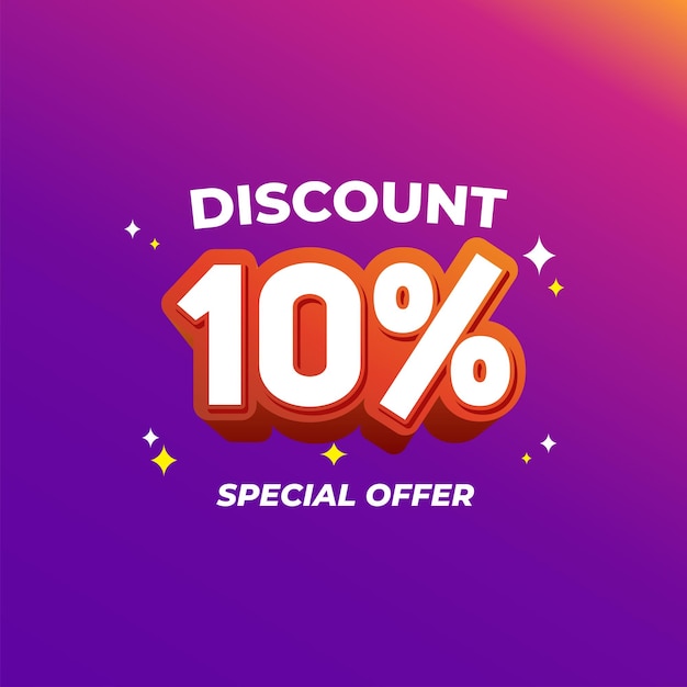 Diseño de banner de ilustración vectorial con etiqueta de descuento de 10