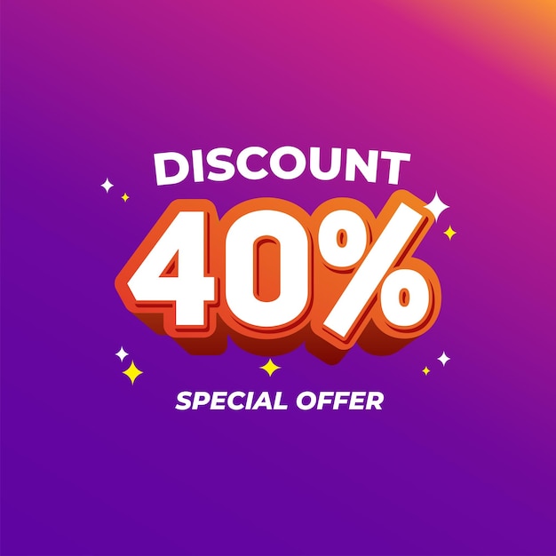 Diseño de banner de ilustración vectorial con etiqueta de descuento de 40